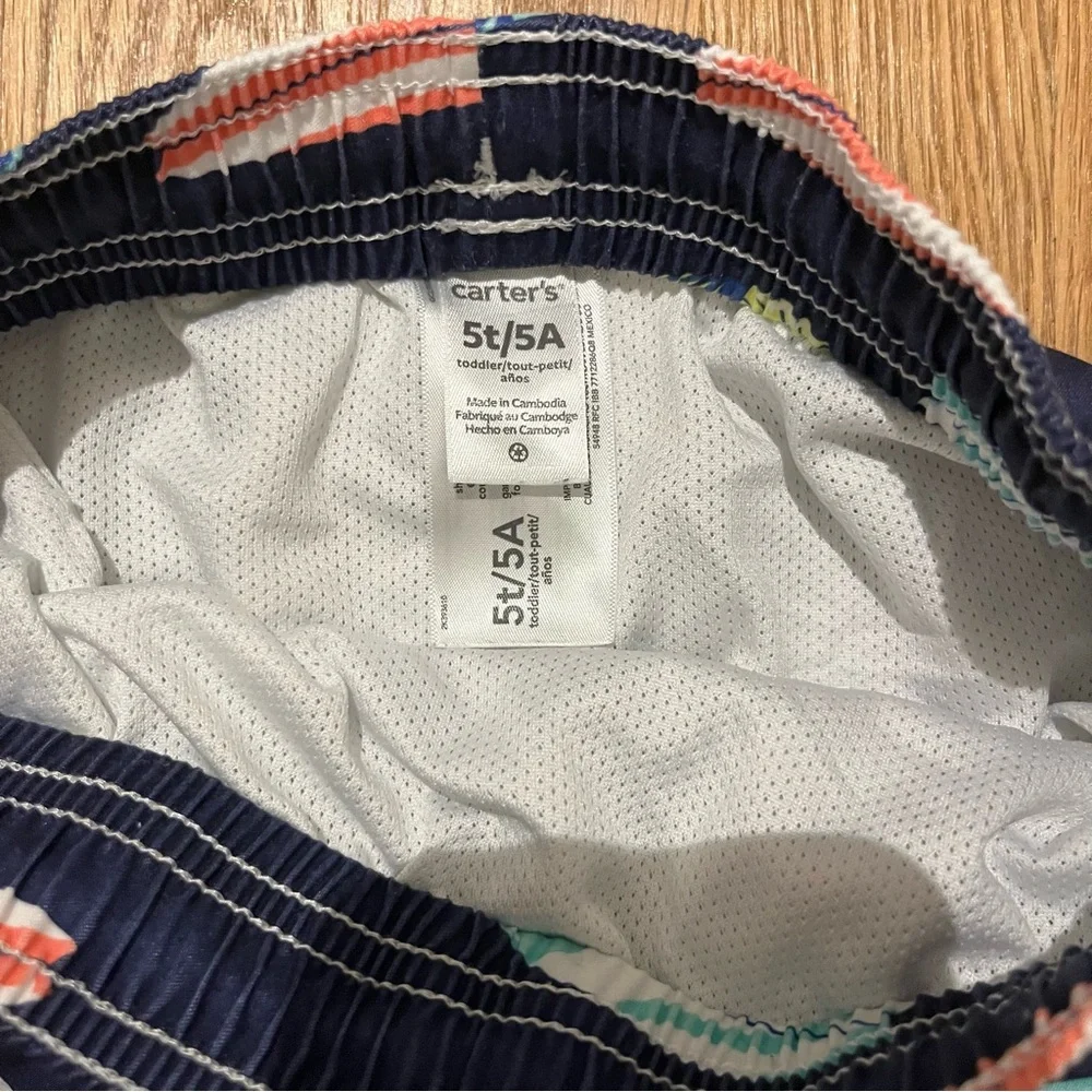 [3 for $15] CARTER’S Kids Swim Trunks - Navy with Multicolor Surfboards (5T) - Picture 3 of 4